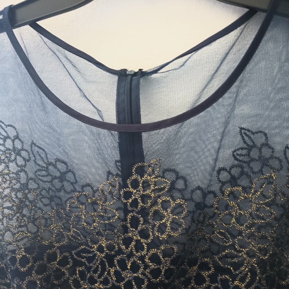 Tahari Arthur S. Levine Formal Dress Navy 12 - Picture 2 of 4